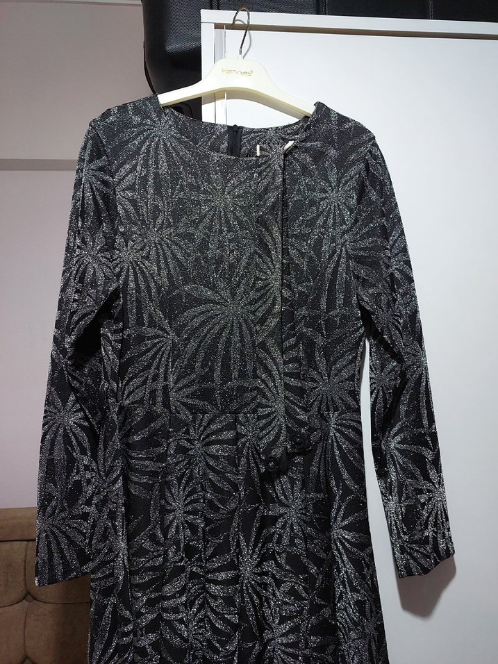 Bohem Gri Uzun Kollu Uzun Elbise - Görsel 2