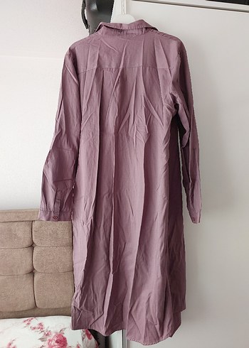 Gül kurusu Uzun Kollu Salaş Kadın Sabahlık - Görsel 3