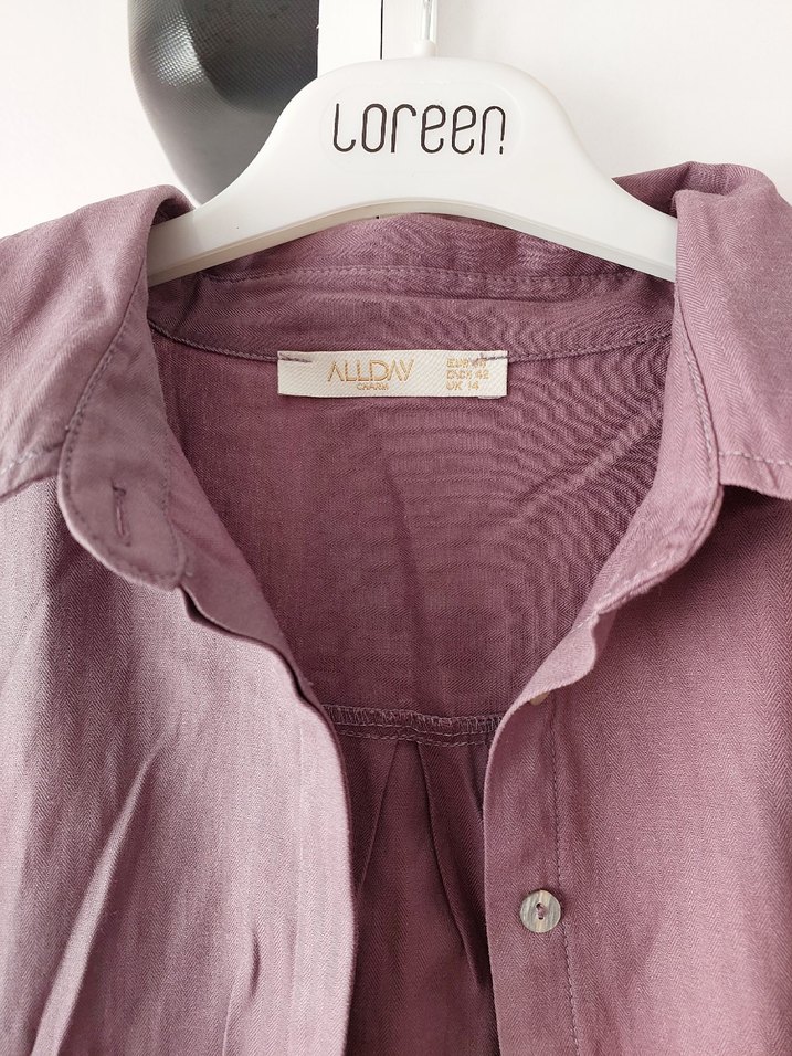 Gül kurusu Uzun Kollu Salaş Kadın Sabahlık - Görsel 2