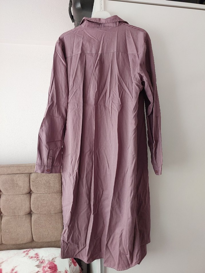 Gül kurusu Uzun Kollu Salaş Kadın Sabahlık - Görsel 3