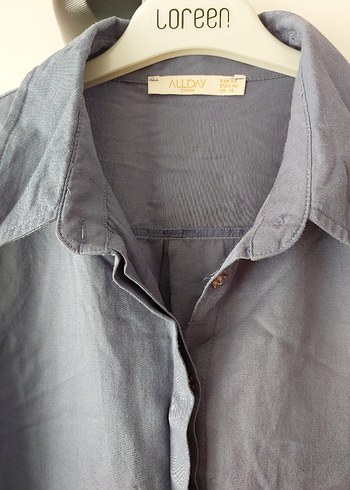 İndigoUzun Keten Kadın Gömlek - Görsel 2