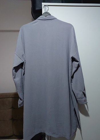 Gri Uzun Kollu Kadın  Gömlek - Görsel 2