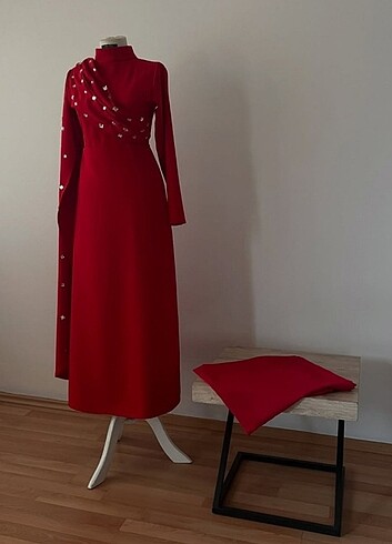 Taşlı tesettür abiye - Görsel 7