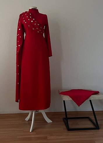 Taşlı tesettür abiye - Görsel 8