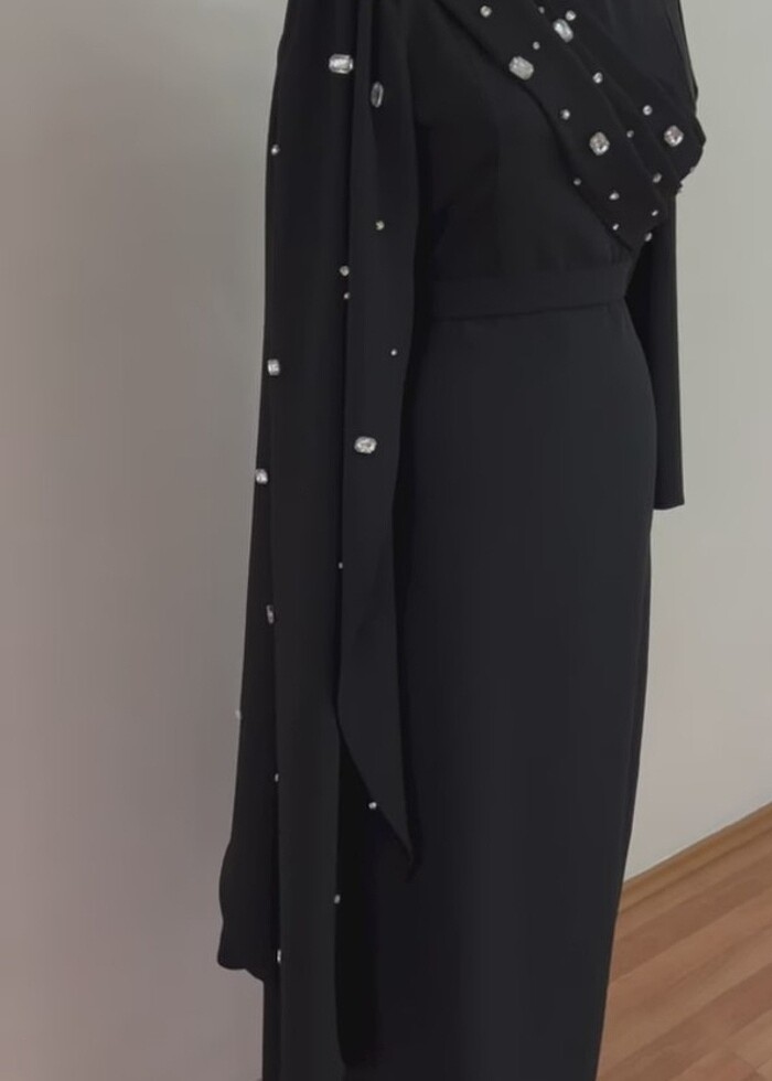 Taşlı tesettür abiye - Görsel 4