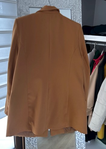 Bej Düğmeli Kadın Midi Blazer Ceket - Görsel 3