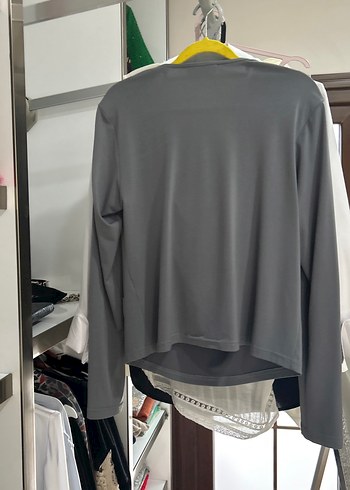 Gri Drapeli Uzun Kollu Kadın Bluz - Görsel 2