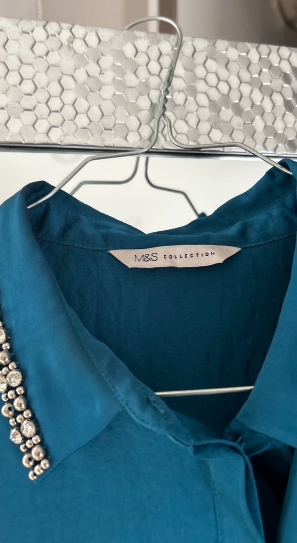 Parlak Turkuaz Kadın Uzun Kollu Gömlek - Görsel 2