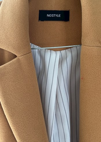 Bej Kadın Midi Süet Ofis Kabanı - Görsel 2