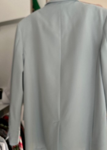 Bershka Mavi Düğmeli Midi Blazer - Görsel 3