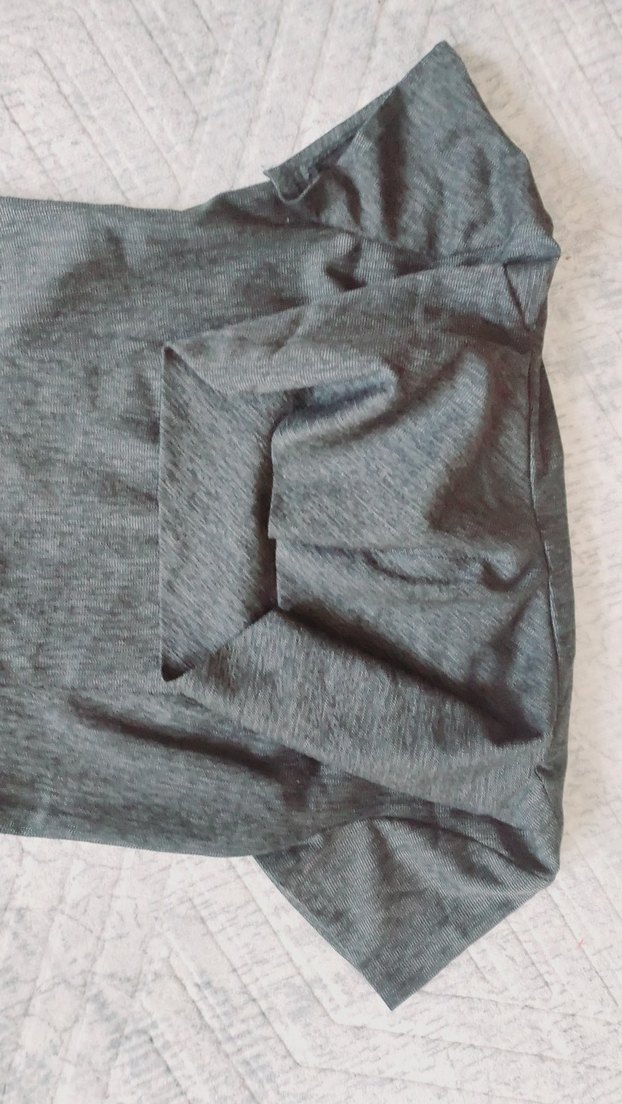 Gri Uzun Kollu Drapeli Denim Kalem Elbise - Görsel 3