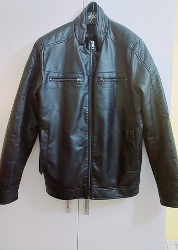 Erkek Siyah Deri Biker Ceket - Görsel 3