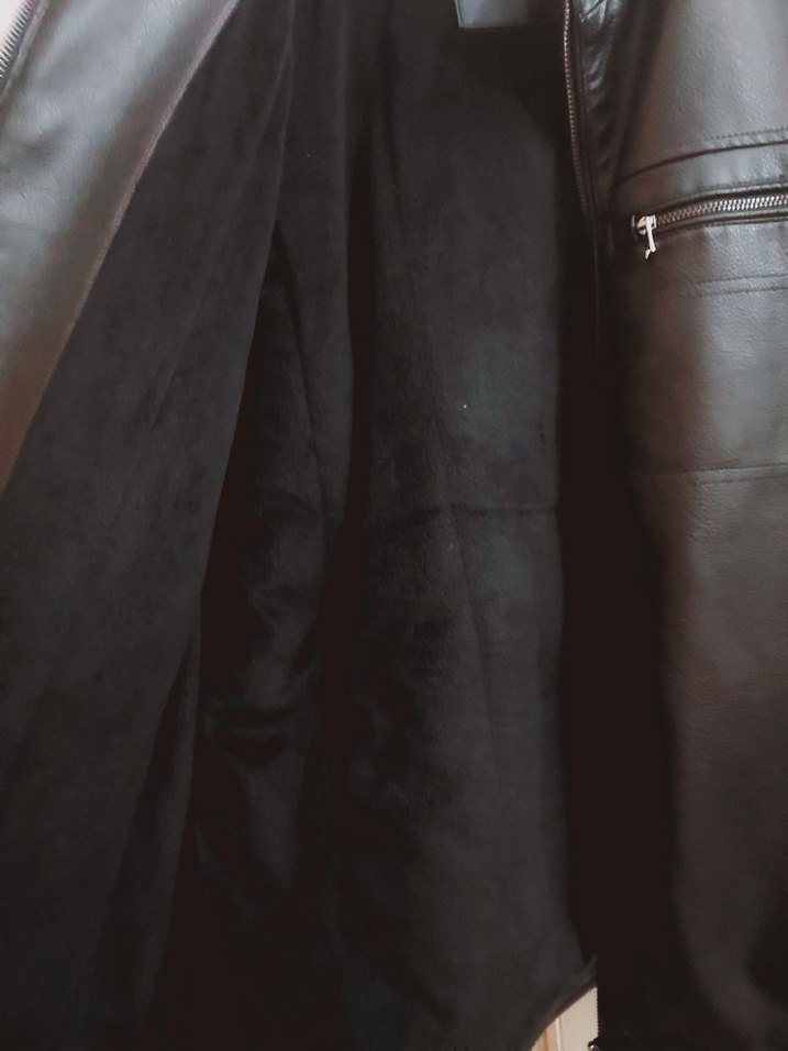 Erkek Siyah Deri Biker Ceket - Görsel 5