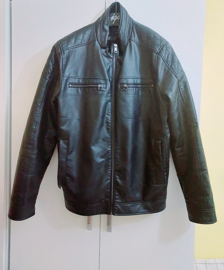 Erkek Siyah Deri Biker Ceket - Görsel 3