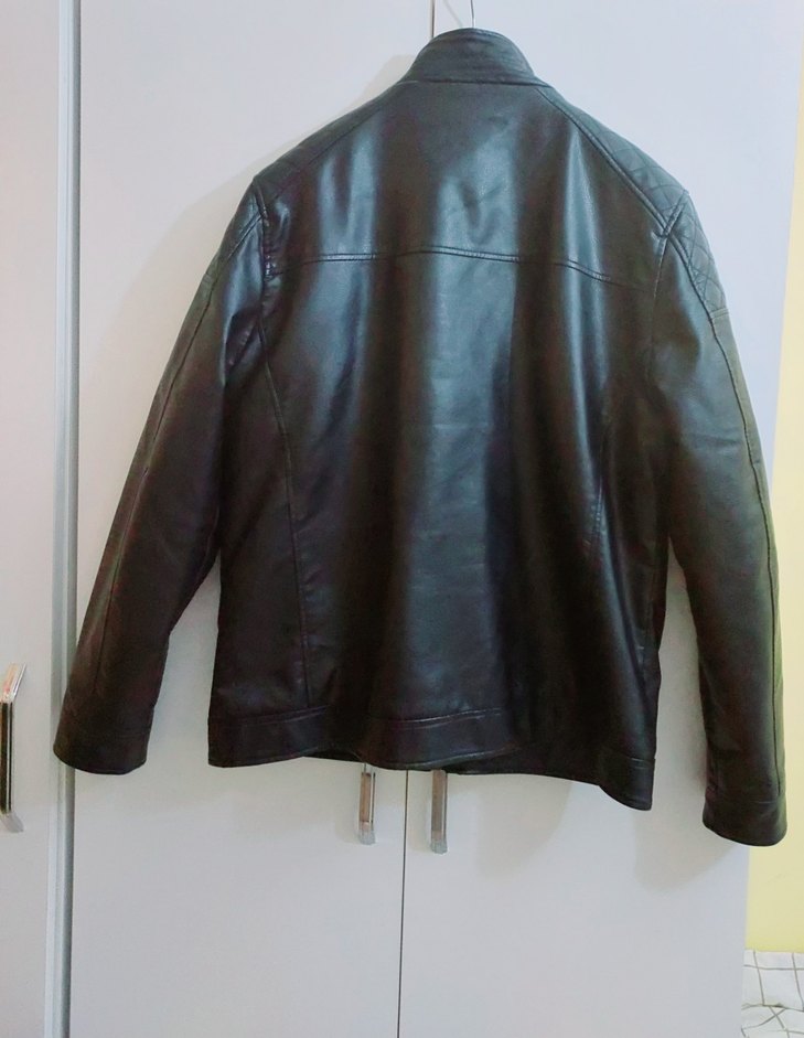 Erkek Siyah Deri Biker Ceket - Görsel 4