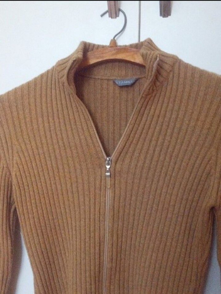 Kahverengi Kadın Örgü Boğazlı Hırka - Görsel 3