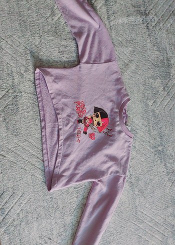 Kız Çocuk Mor Baskılı Sweatshirt