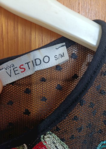 S-M uyumlu Nakışlı Bohem Mini Bluz - Görsel 3