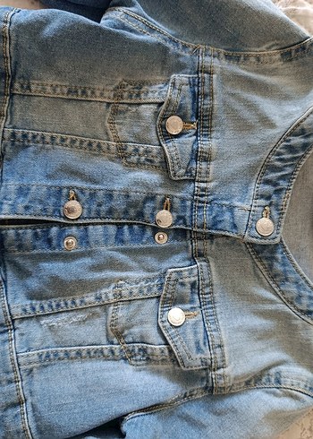 Callope 6-8 yaş a uygun Düğmeli Mavi Kadın Denim Ceket - Görsel 3