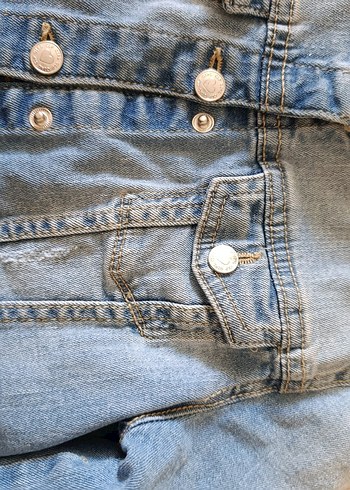 Callope 6-8 yaş a uygun Düğmeli Mavi Kadın Denim Ceket - Görsel 2