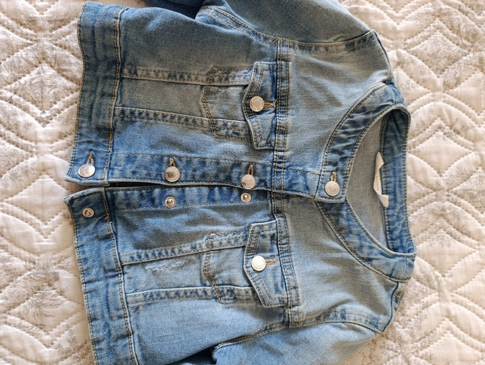 Callope 6-8 yaş a uygun Düğmeli Mavi Kadın Denim Ceket - Görsel 3