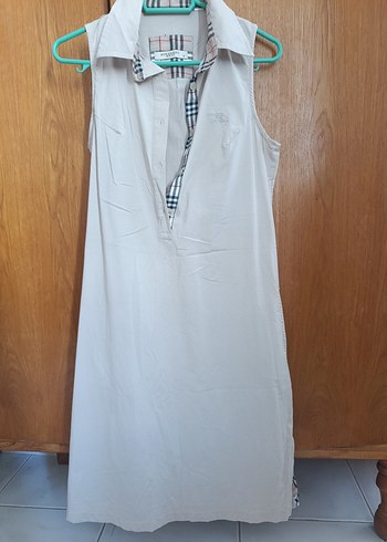 Burberry Bej Kolsuz Pamuklu Gömlek elbise - Görsel 6