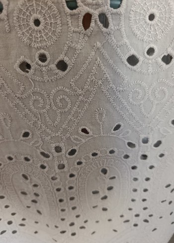 Xs beden Gri Kısa Kollu Dantel İşlemeli Kadın Bluz - Görsel 5