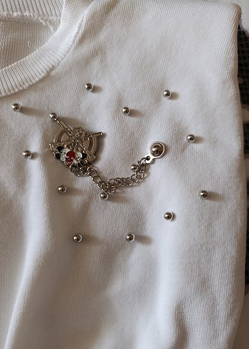 Kadın Beyaz Pamuklu Pilili Triko - Görsel 3