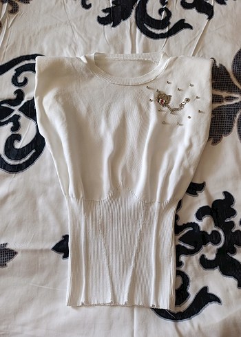 Kadın Beyaz Pamuklu Pilili Triko - Görsel 2