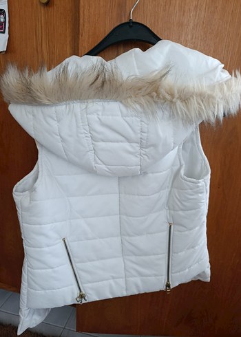 koton 36 beden Kürk Detaylı Beyaz Kolsuz Şişme Yelek - Görsel 2