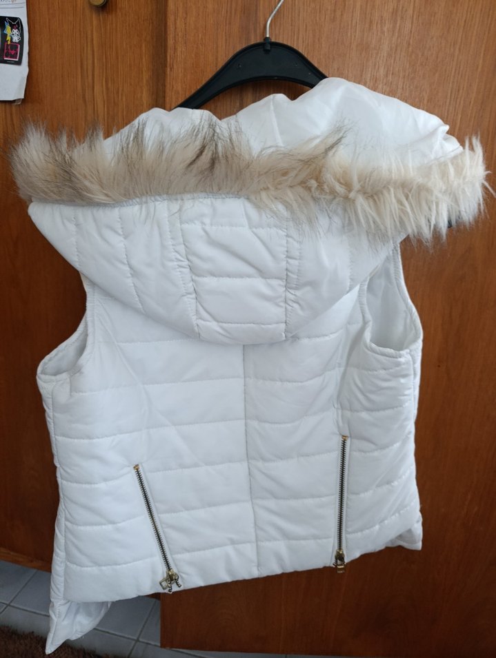 koton 36 beden Kürk Detaylı Beyaz Kolsuz Şişme Yelek - Görsel 2