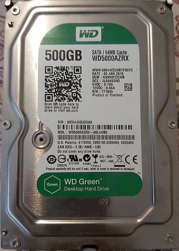 WD Geeen Western Digital WD5000AZRX 500GB, Dahili Sabit Sürücü