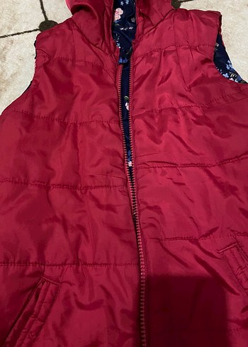 Çiçek Desenli Kız Çocuk Kapüşonlu Yelek - Görsel 3