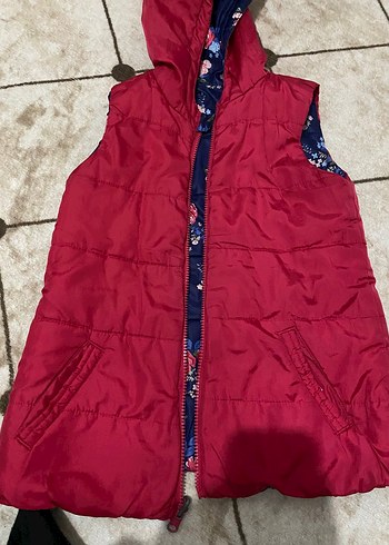 Çiçek Desenli Kız Çocuk Kapüşonlu Yelek - Görsel 2