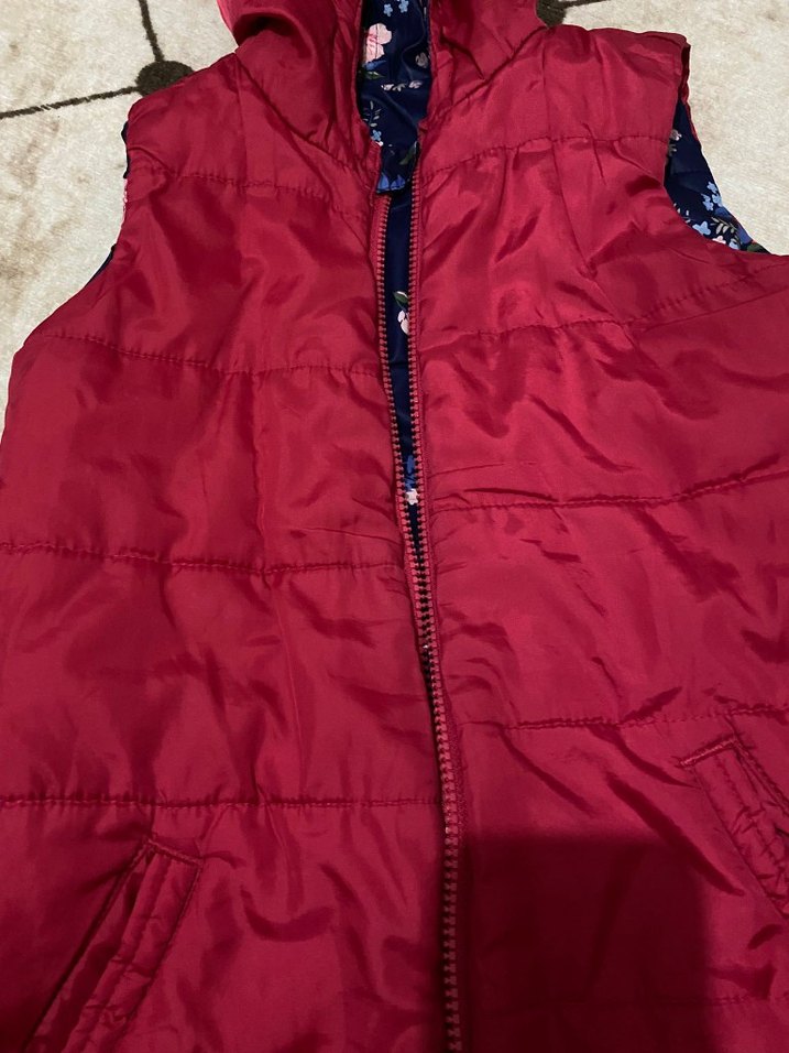 Çiçek Desenli Kız Çocuk Kapüşonlu Yelek - Görsel 3