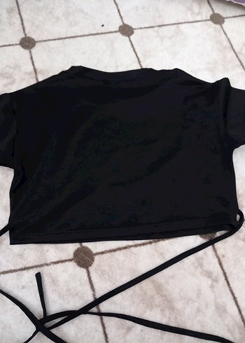 Siyah Strappy Crop Top - Görsel 2