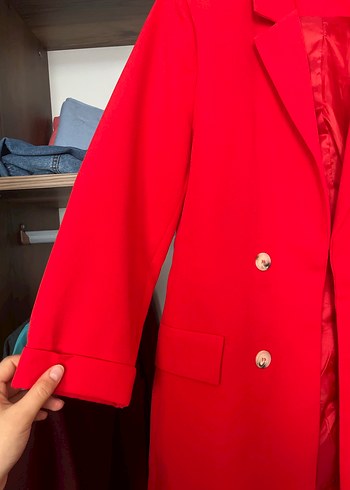 Düğmeli Kırmızı Kadın Blazer Ceket
