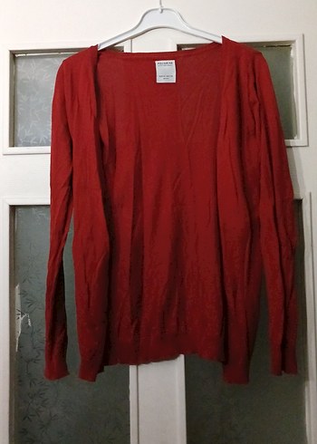 Pull and Bear Kirmizi Uzun Kollu Rahat Triko Hirka