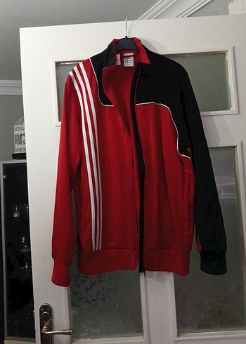 Adidas Kirmizi Siyah Uc Cizgili Spor Ceket