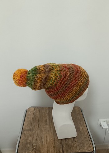 Bohem Tarz Kahverengi Örgü Kadın Bere - Görsel 3