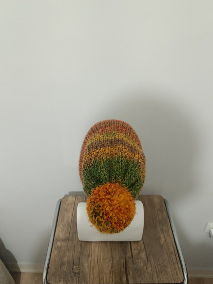 Bohem Tarz Kahverengi Örgü Kadın Bere - Görsel 4