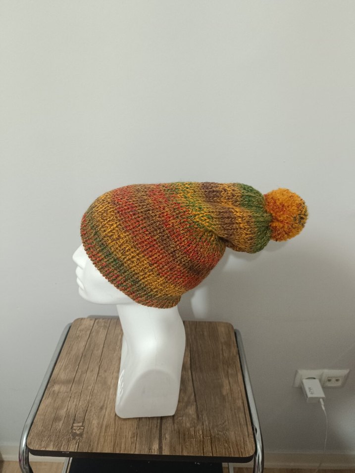 Bohem Tarz Kahverengi Örgü Kadın Bere - Görsel 2