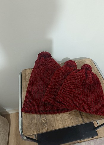 Bordo Örgü Kadın Bere - Görsel 3