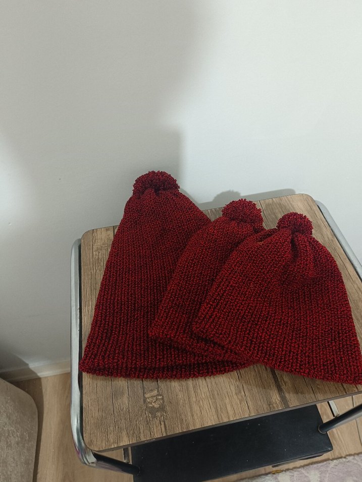 Bordo Örgü Kadın Bere - Görsel 3