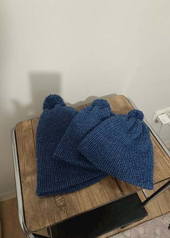 Sade Mavi Örgü Kadın Bere - Görsel 3