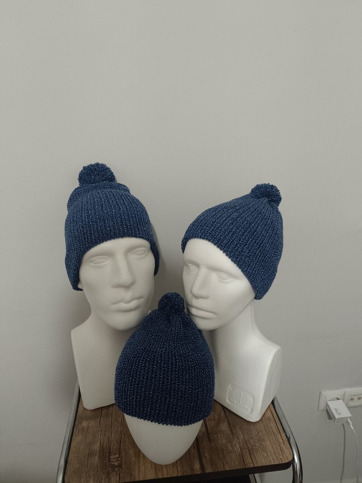 Sade Mavi Örgü Kadın Bere - Görsel 2