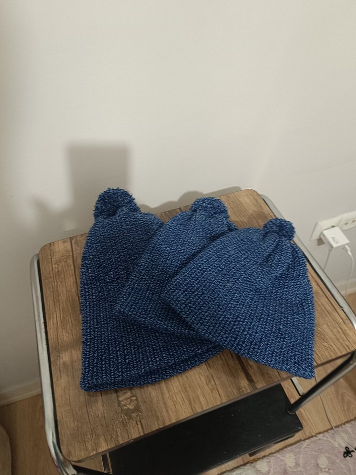 Sade Mavi Örgü Kadın Bere - Görsel 3