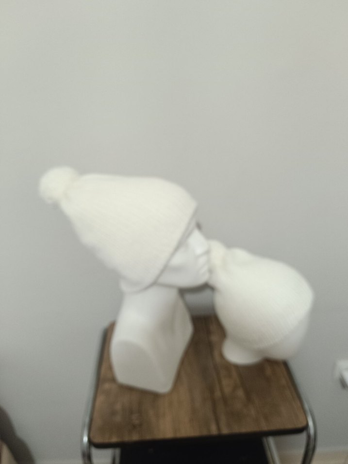 Beyaz Örgü Kadın Bere - Görsel 2