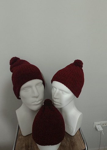 Bordo Örgü Kadın Bere - Görsel 2