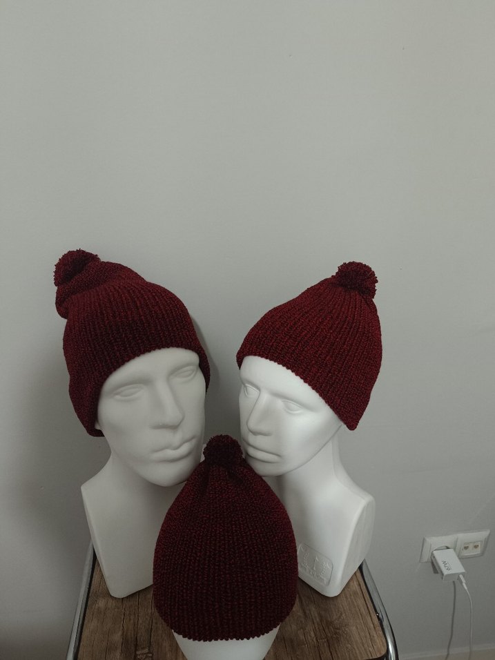 Bordo Örgü Kadın Bere - Görsel 2